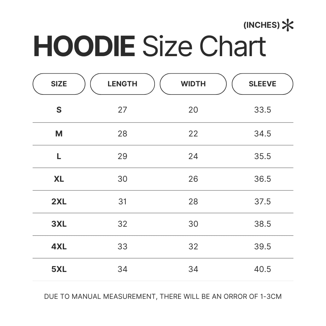 Hoodie Size Chart - Pierce The Veil UK Store