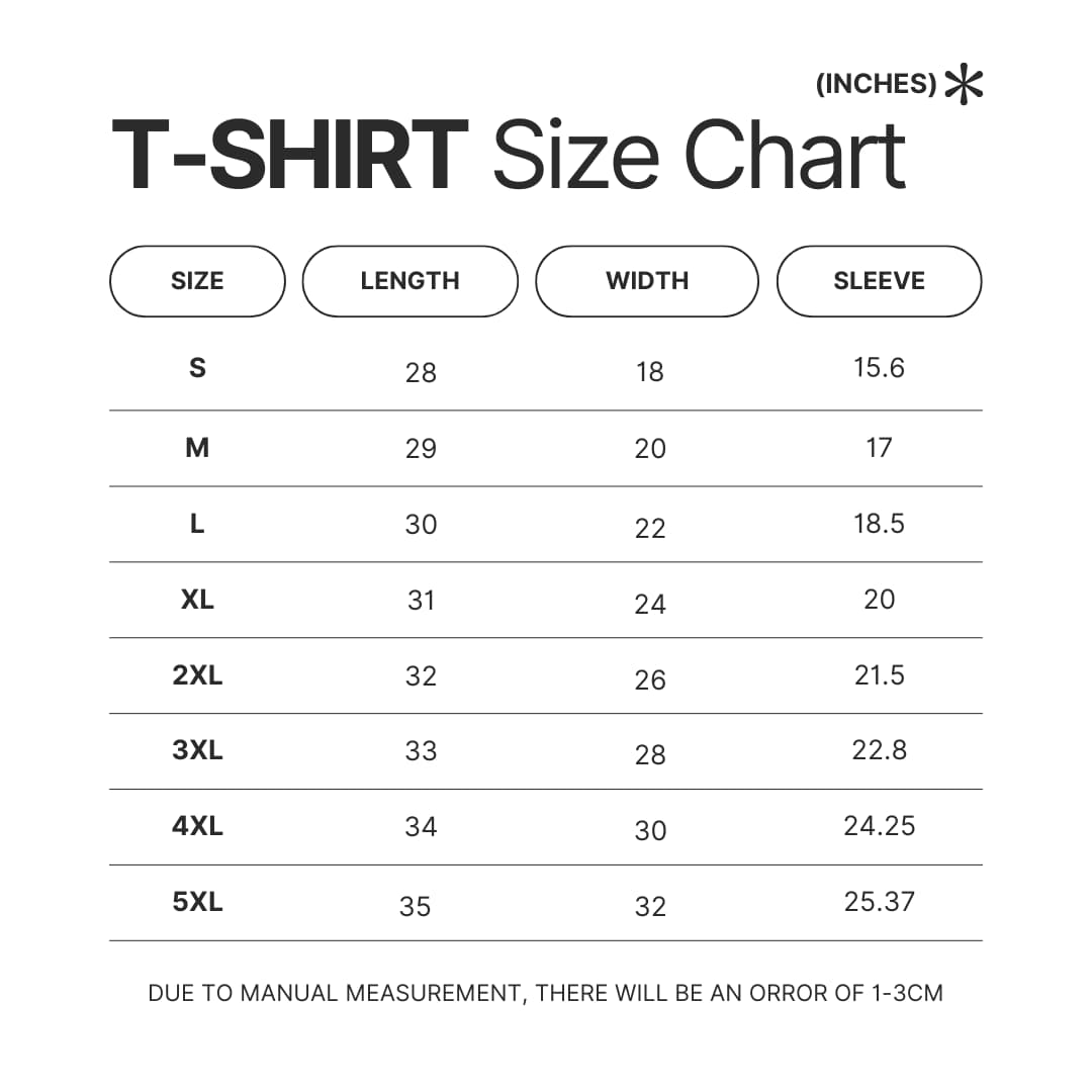 T shirt Size Chart - Pierce The Veil UK Store