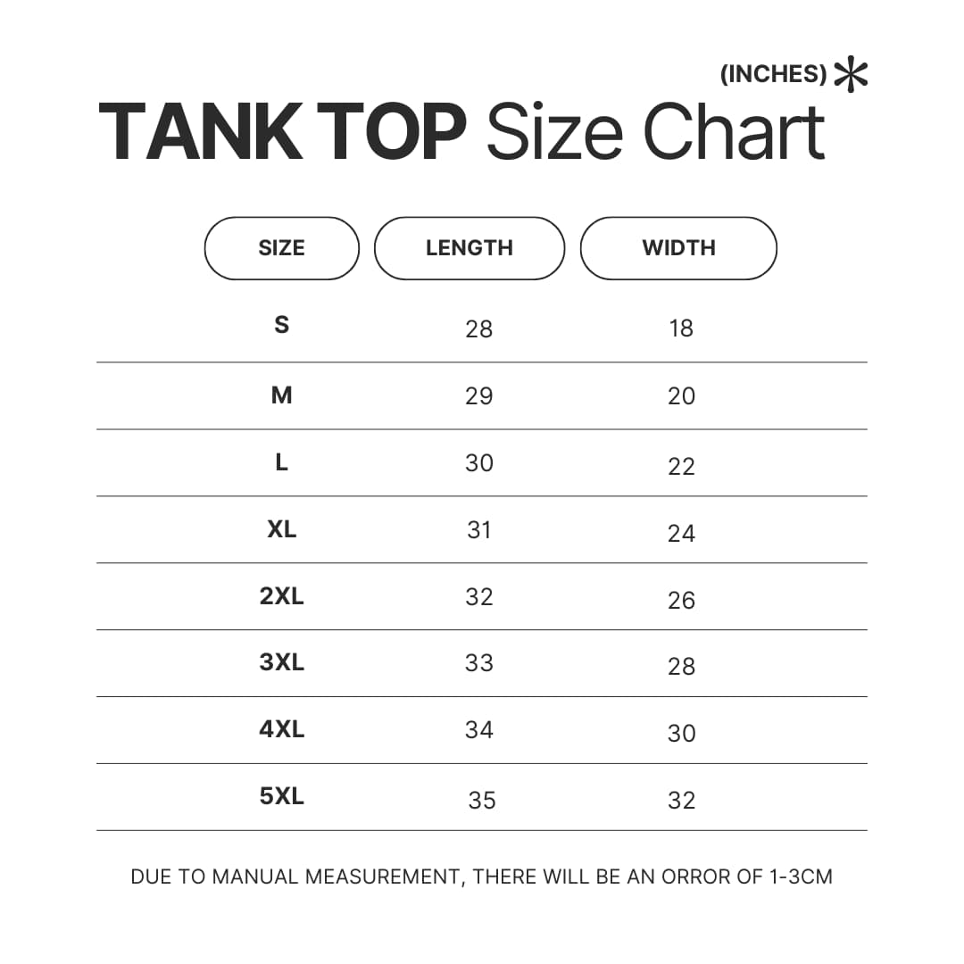 Tank Top Size Chart - Pierce The Veil UK Store