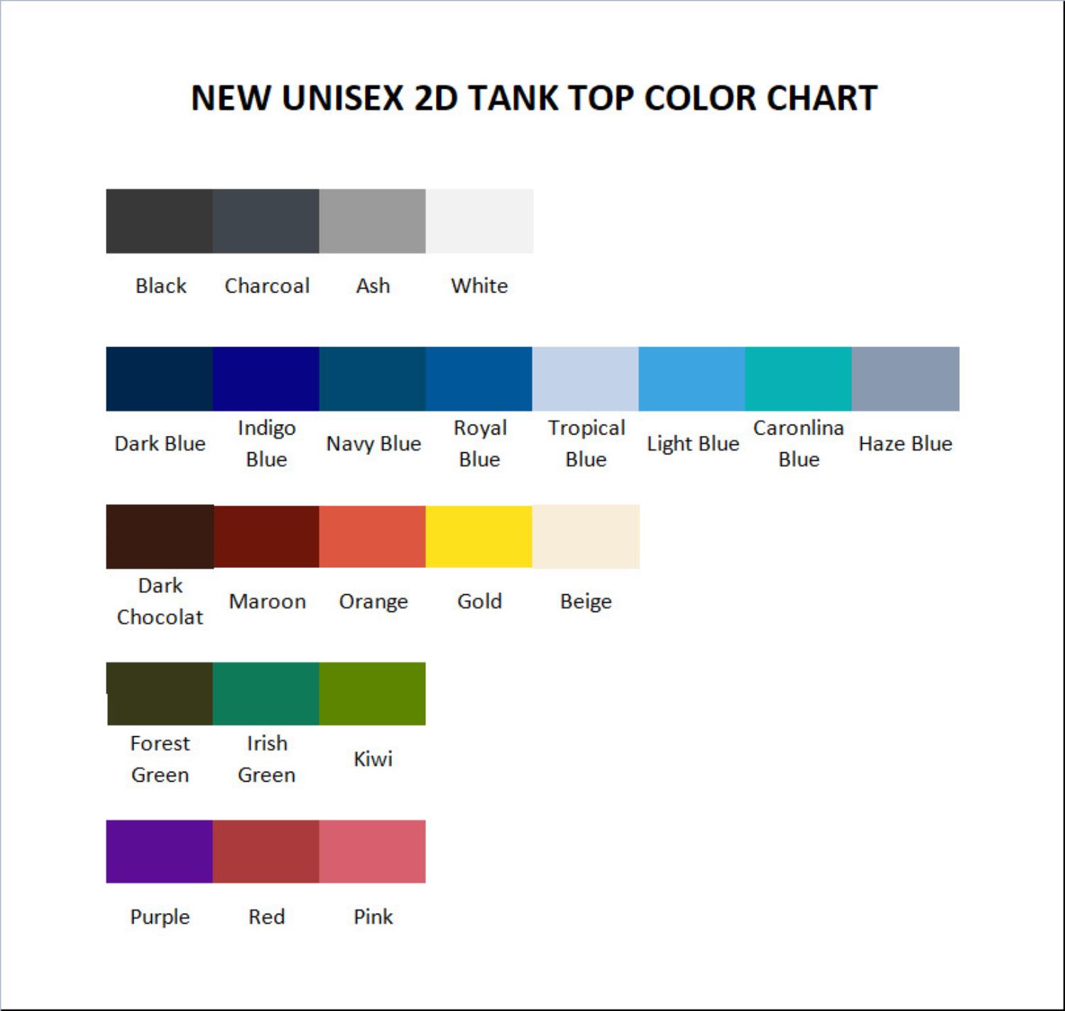 tank top color chart - Pierce The Veil UK Store